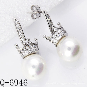 Derniers styles Boucles d&#39;oreilles en perle 925 en argent (Q-6946)